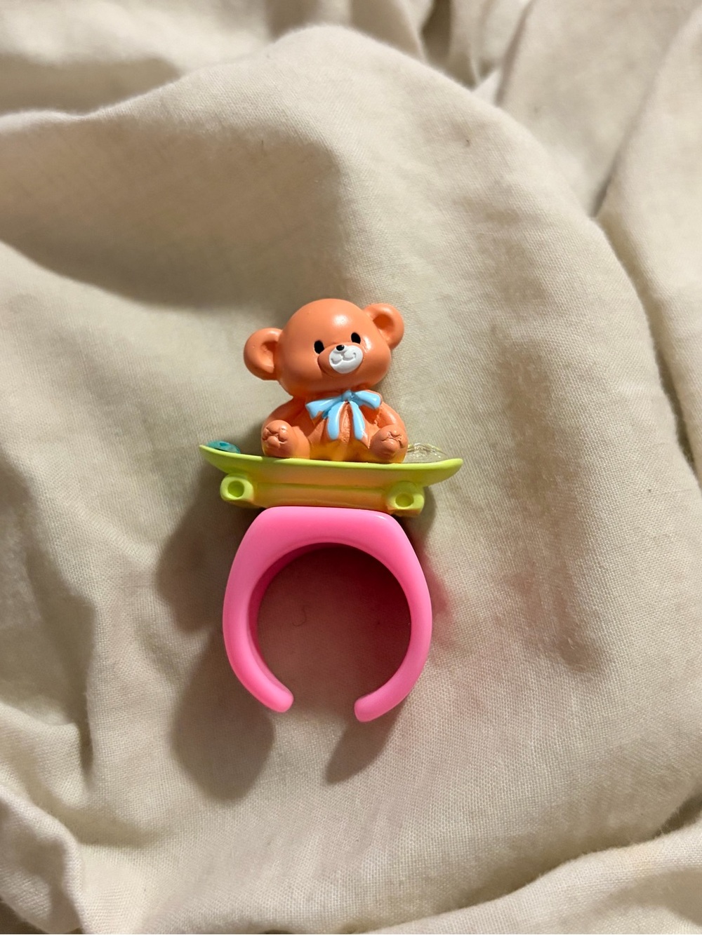Free People Kitschy Skateboard Bear Open Band Statement Ring